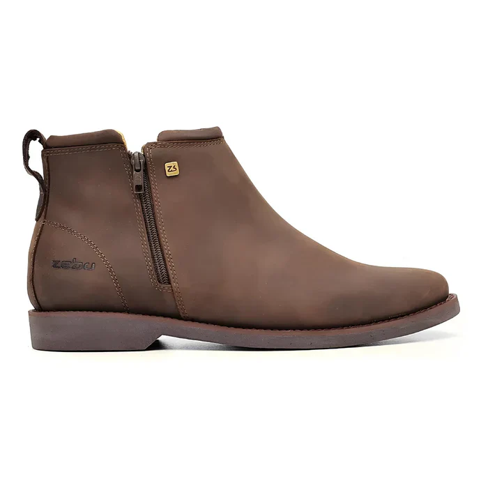 Bota Casual Masculina em Couro ZB - (Palmilha Ortopédica) + Brindes