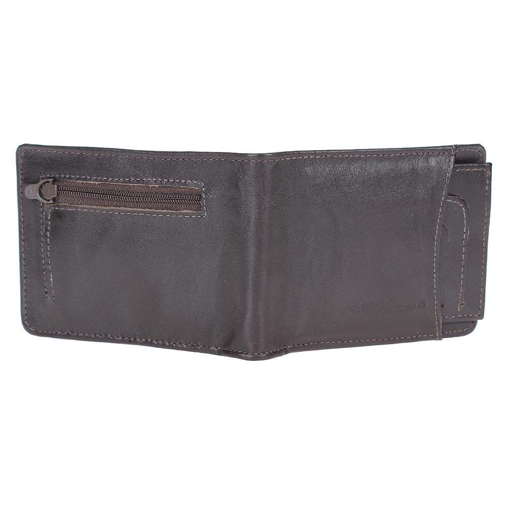 Carteira Masculina - Couro Legítimo Café Compacta 8 Cartões Porta-Moedas