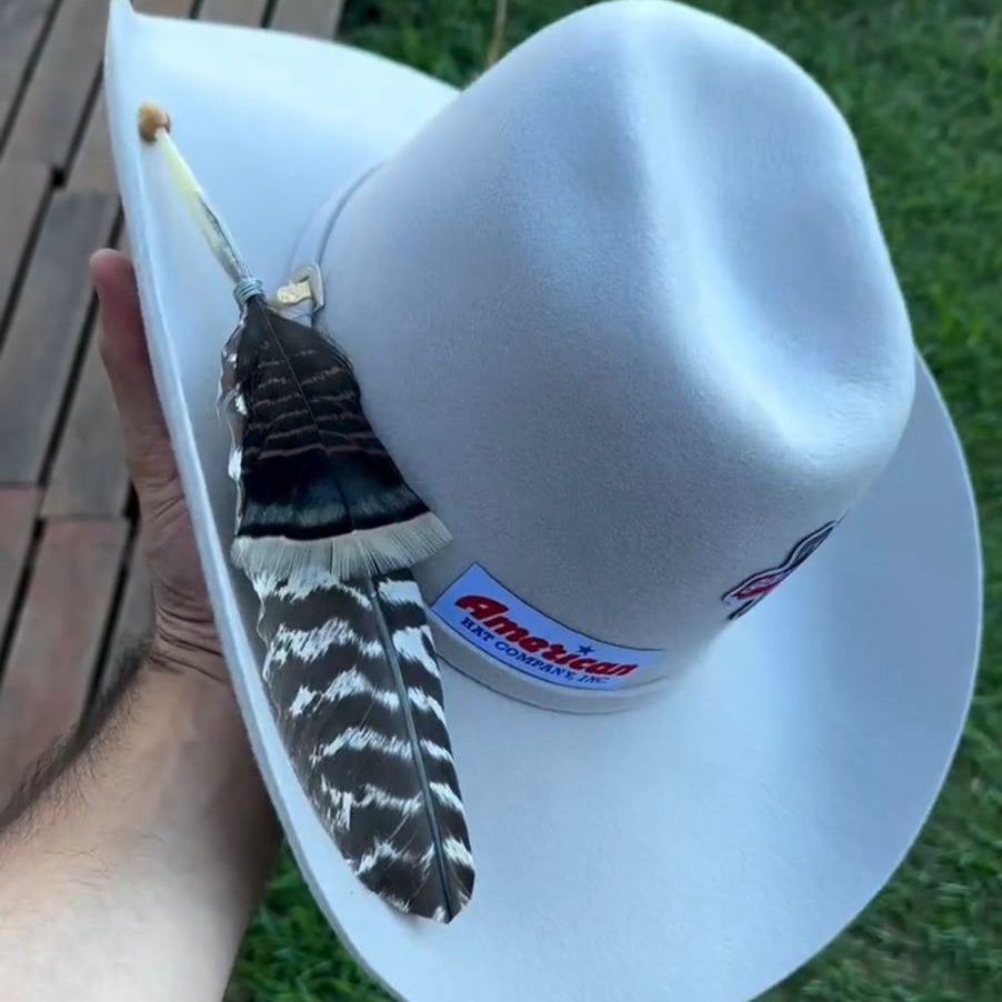 Chapéu Country Pralana Branco Lã Premium Aba 11cm Copa 12cm Unissex