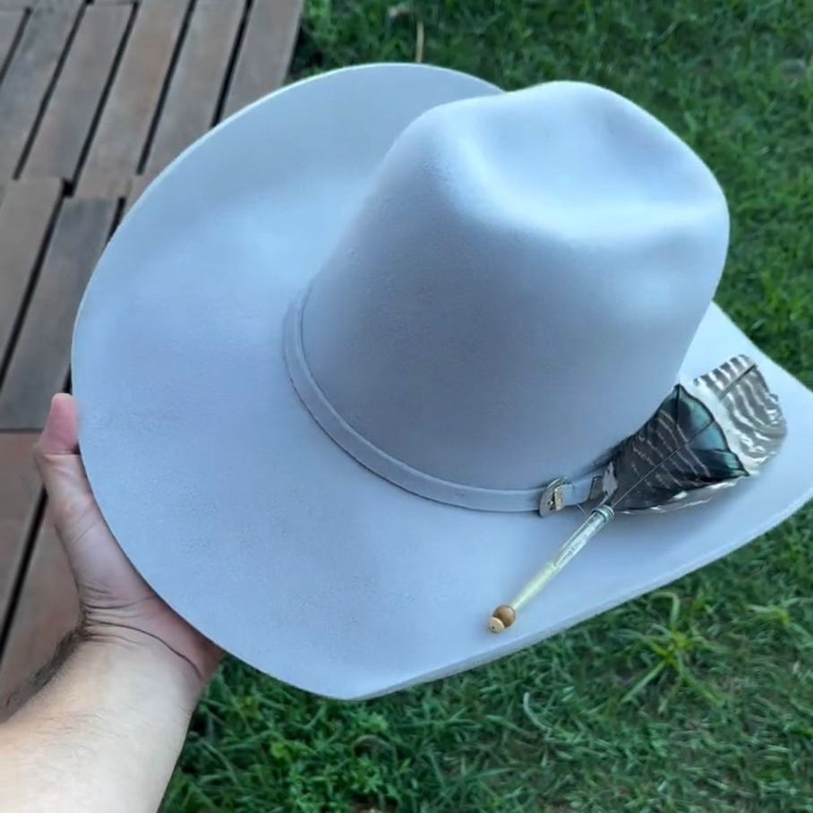 Chapéu Country Pralana Branco Lã Premium Aba 11cm Copa 12cm Unissex