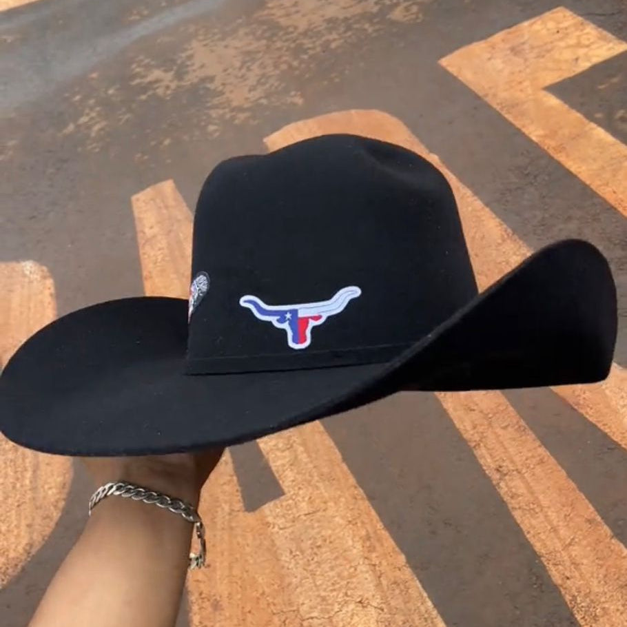 Chapéu Country Pralana Feltro Preto Lã Premium Unissex Estilo Rodeio Elegante