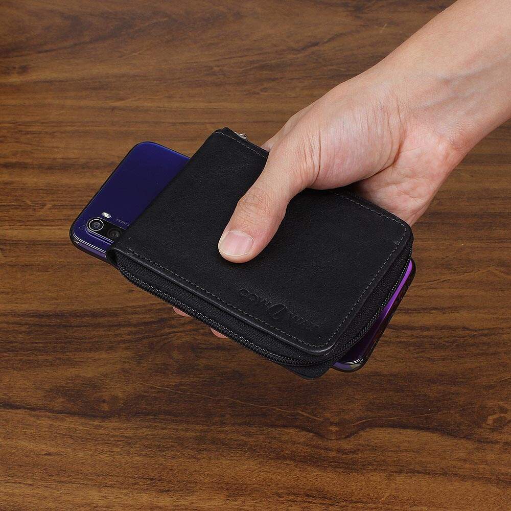 Carteira Masculina Preta de Couro Genuíno