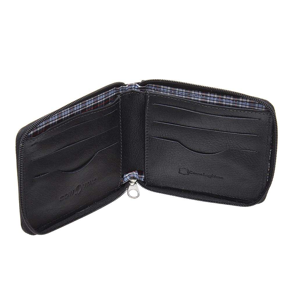 Carteira Masculina Preta de Couro Genuíno