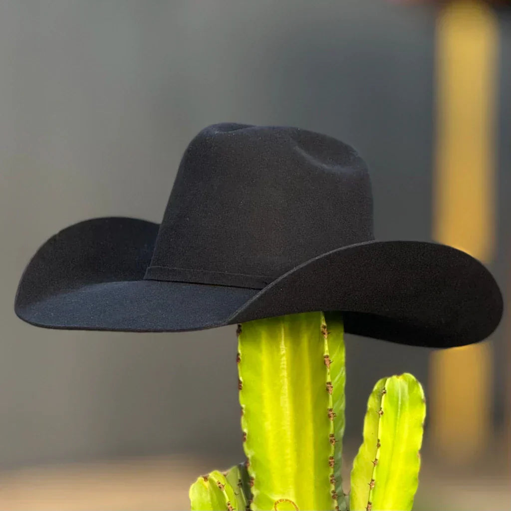Chapéu Pralana Arena Feltro Preto Unissex, Estilo Country, Lã Premium, Aba 11cm