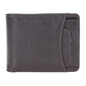 Carteira Masculina - Couro Legítimo Café Compacta 8 Cartões Porta-Moedas