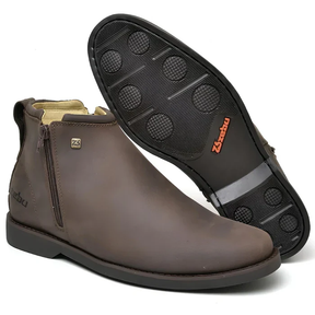 Bota Casual Masculina em Couro ZB - (Palmilha Ortopédica) + Brindes