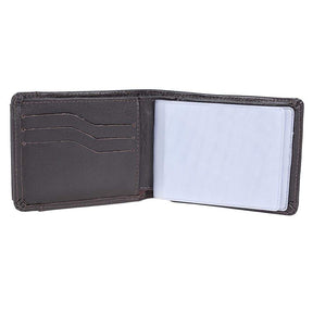 Carteira Masculina - Couro Legítimo Café Compacta 8 Cartões Porta-Moedas