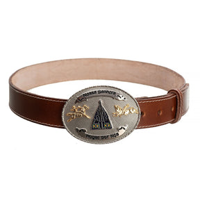 Cinto Country - Couro Genuíno com Fivela Nossa Senhora Aparecida