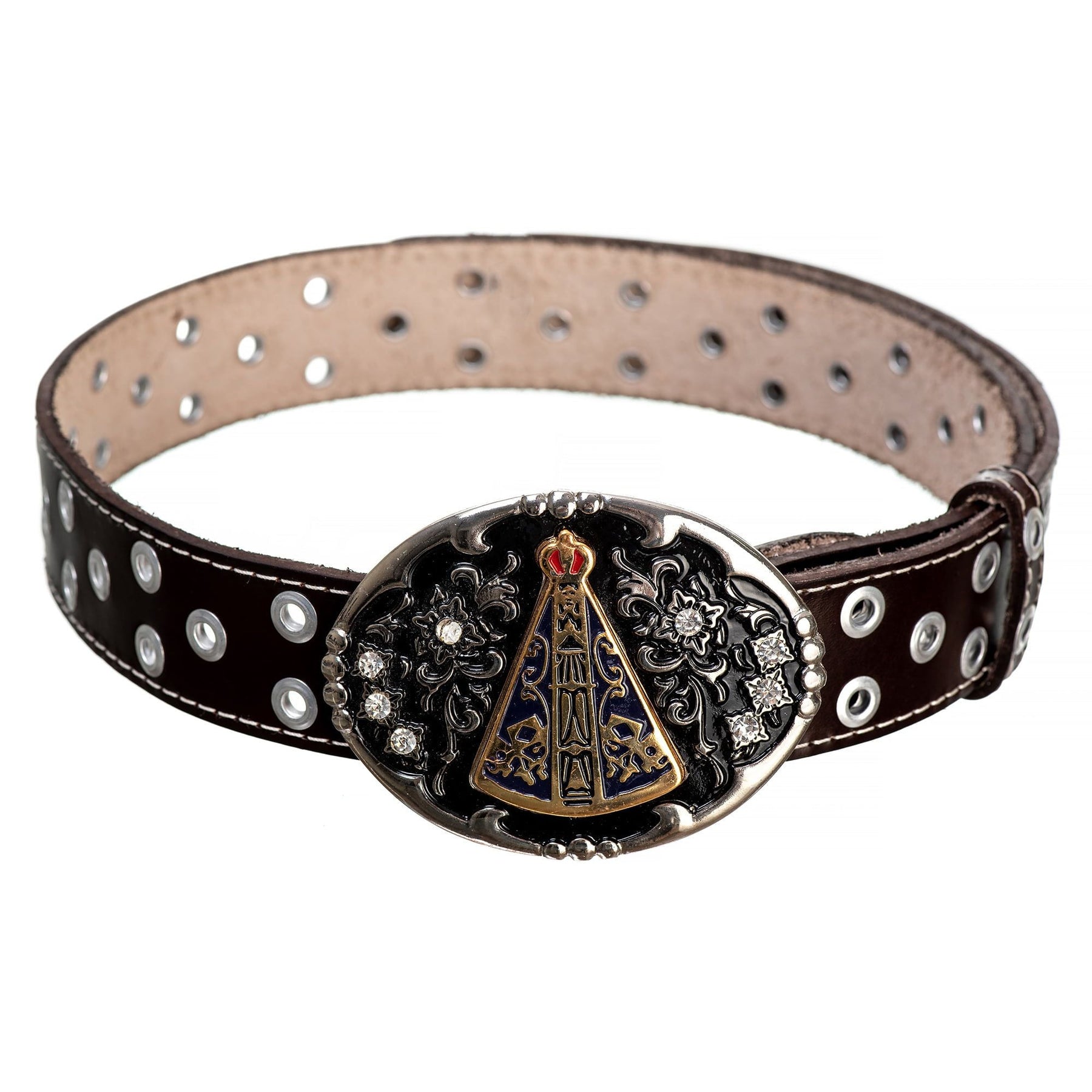 Cinto Country Muladeiro - Couro Legítimo e Fivela Nossa Senhora Aparecida (Queima de Estoque)