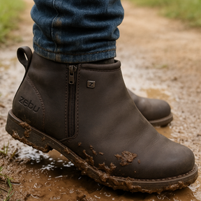 Bota Masculina em Couro ZS - (Palmilha Ortopédica) + Brindes