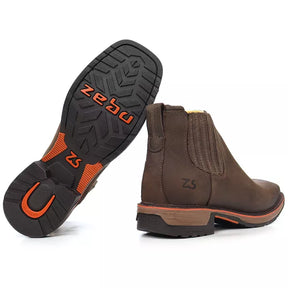 Botina Work Gel Café Couro Rústico - Conforto e Estilo Country + 2 Brindes