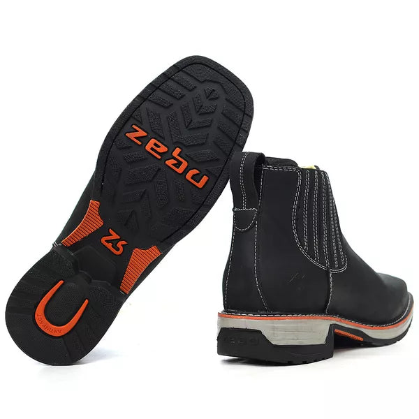 Botina Work Gel - Masculina Couro Rustic Preto Conforto e Estilo